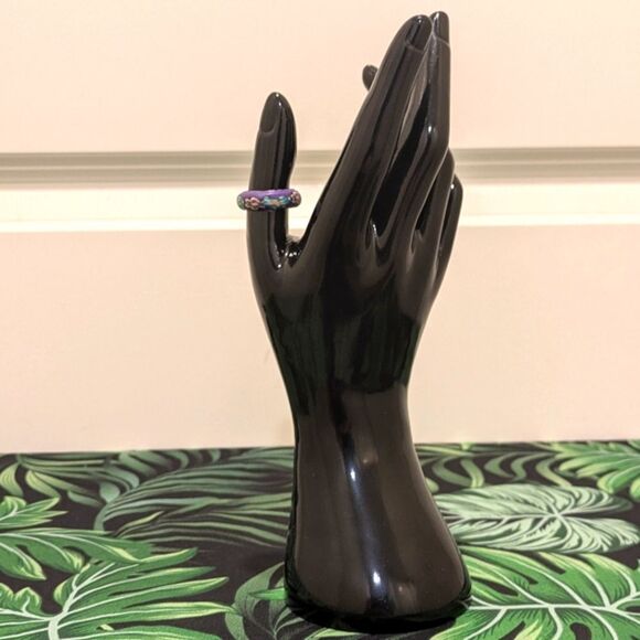 $5 Item! Size 8.5 Purple Floral Fimo Clay Ring - Picture 4 of 6